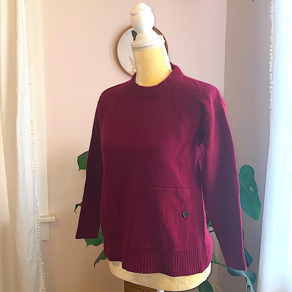 J. Crew Maroon Sweater With Button Patch Pockets - image 1